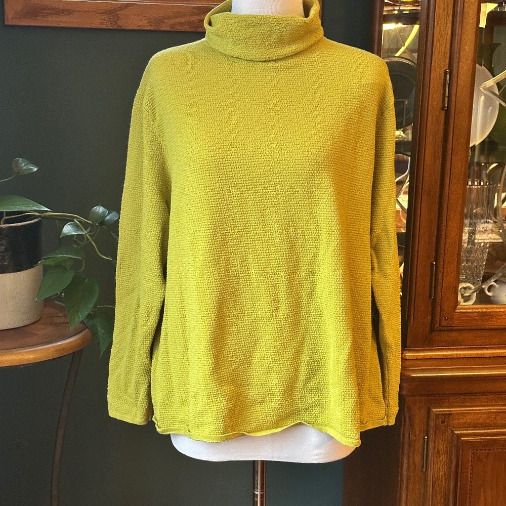 Eileen Fisher Lime Green Turtleneck Sweater